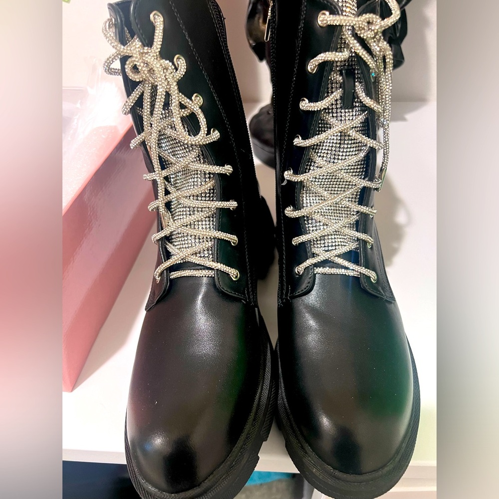 Bling crystalized combat boots for sale